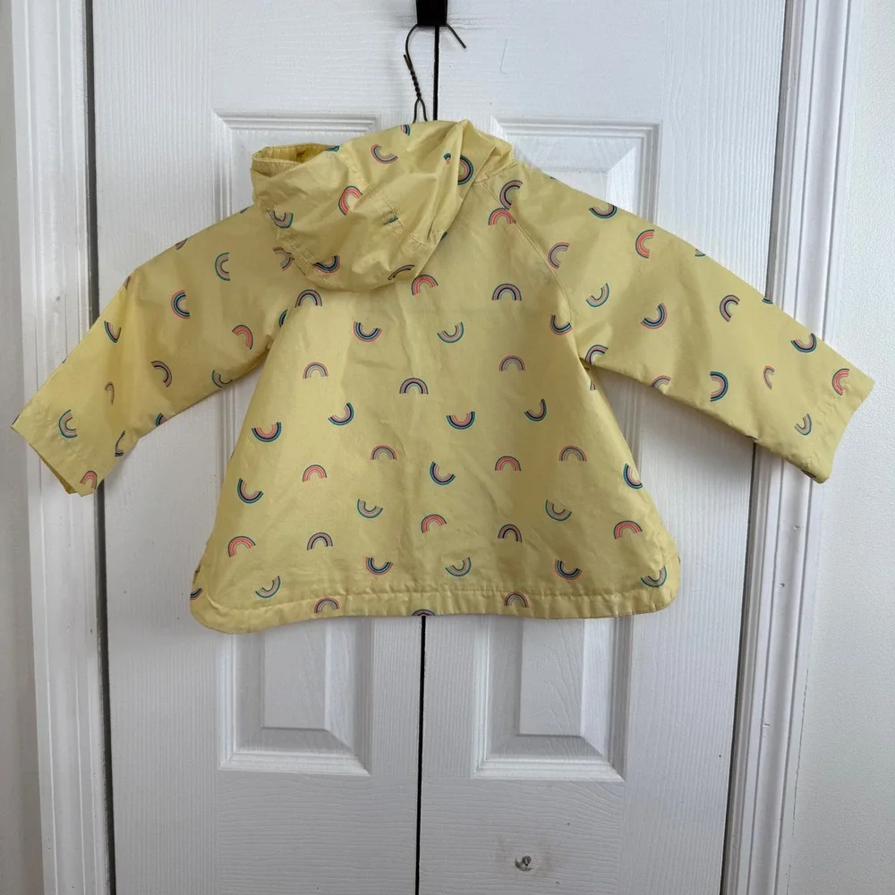 OshKosh B'gosh Kids Yellow Rainbow Print Hooded‎ Raincoat Jacket 24M